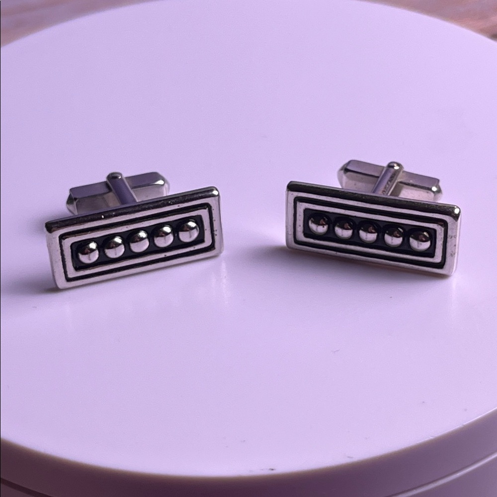 Vintage Swank mid century modernist silver tone cufflinks
